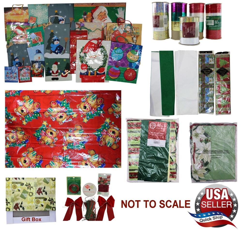 Christmas Wrapping Kit • Ribbons •Bags •Tablecloth •Tissue • Twines • Gift Box +